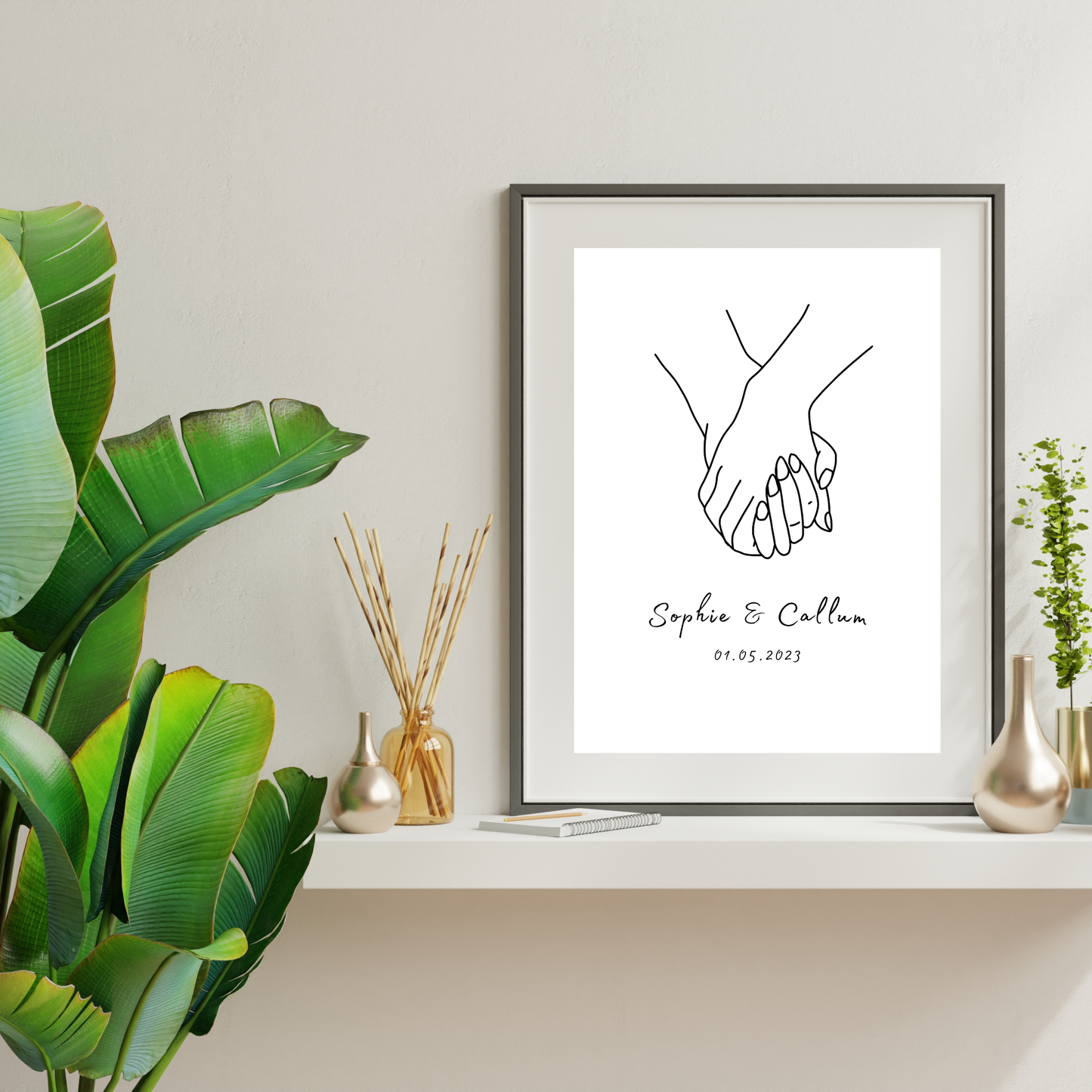 Holding Hands – Wedding & Anniversary Personalised Name Print