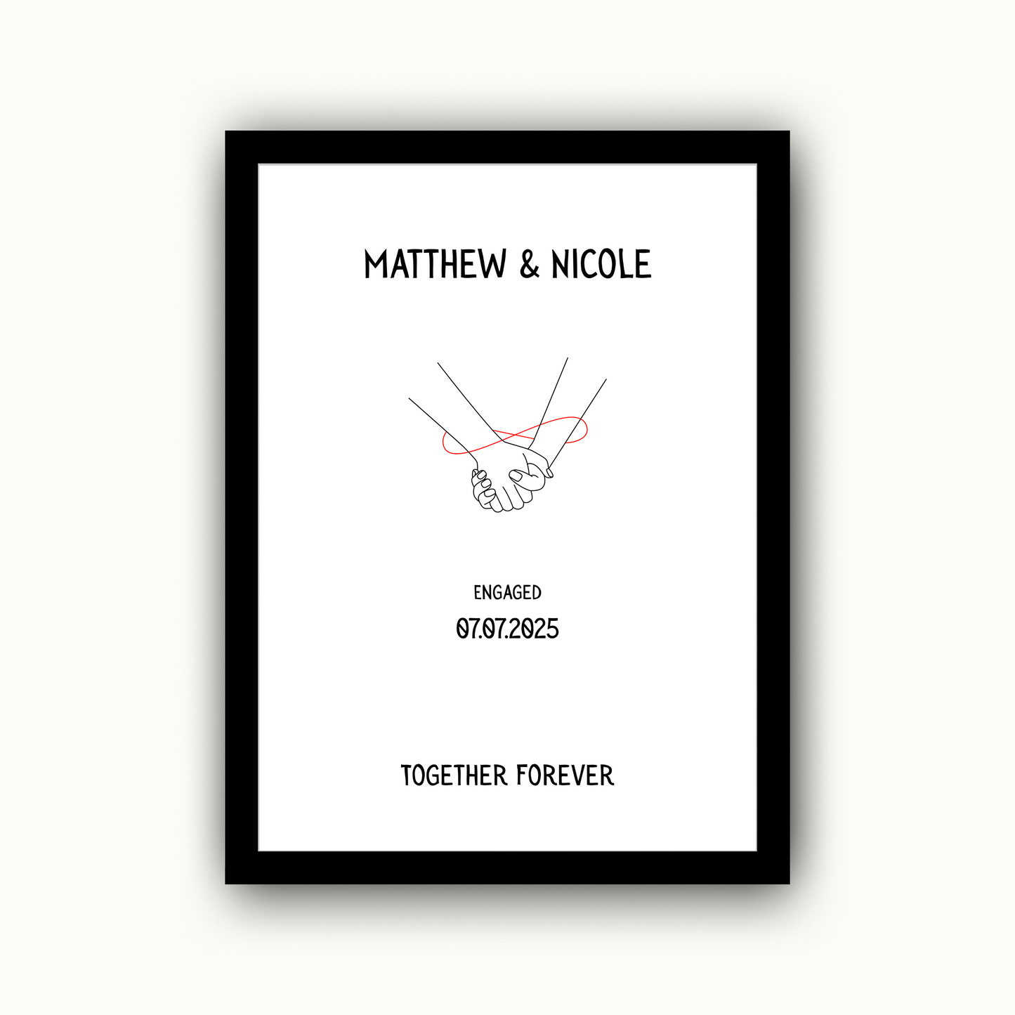 Minimalist Modern Line Art - Engagement Personalised Name Print