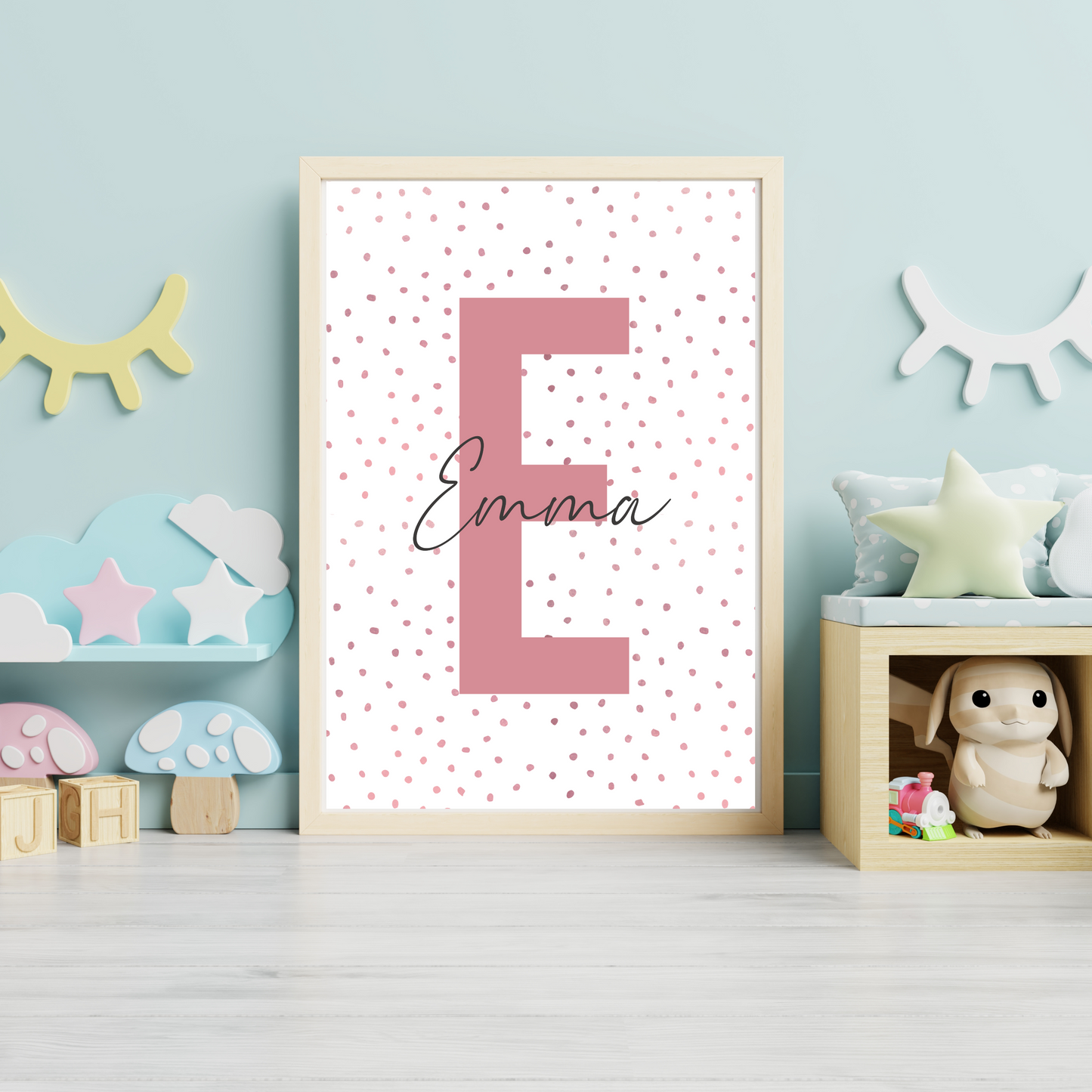 Pink Polka Dot Initial - Girls Personalised Name Print