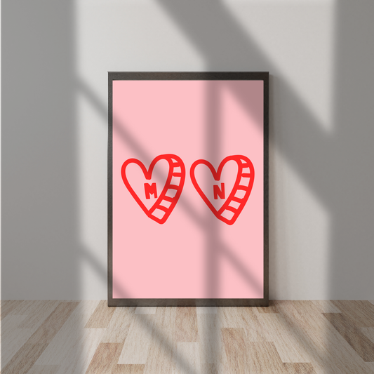 Love Hearts – Wedding & Anniversary Personalised Name Print