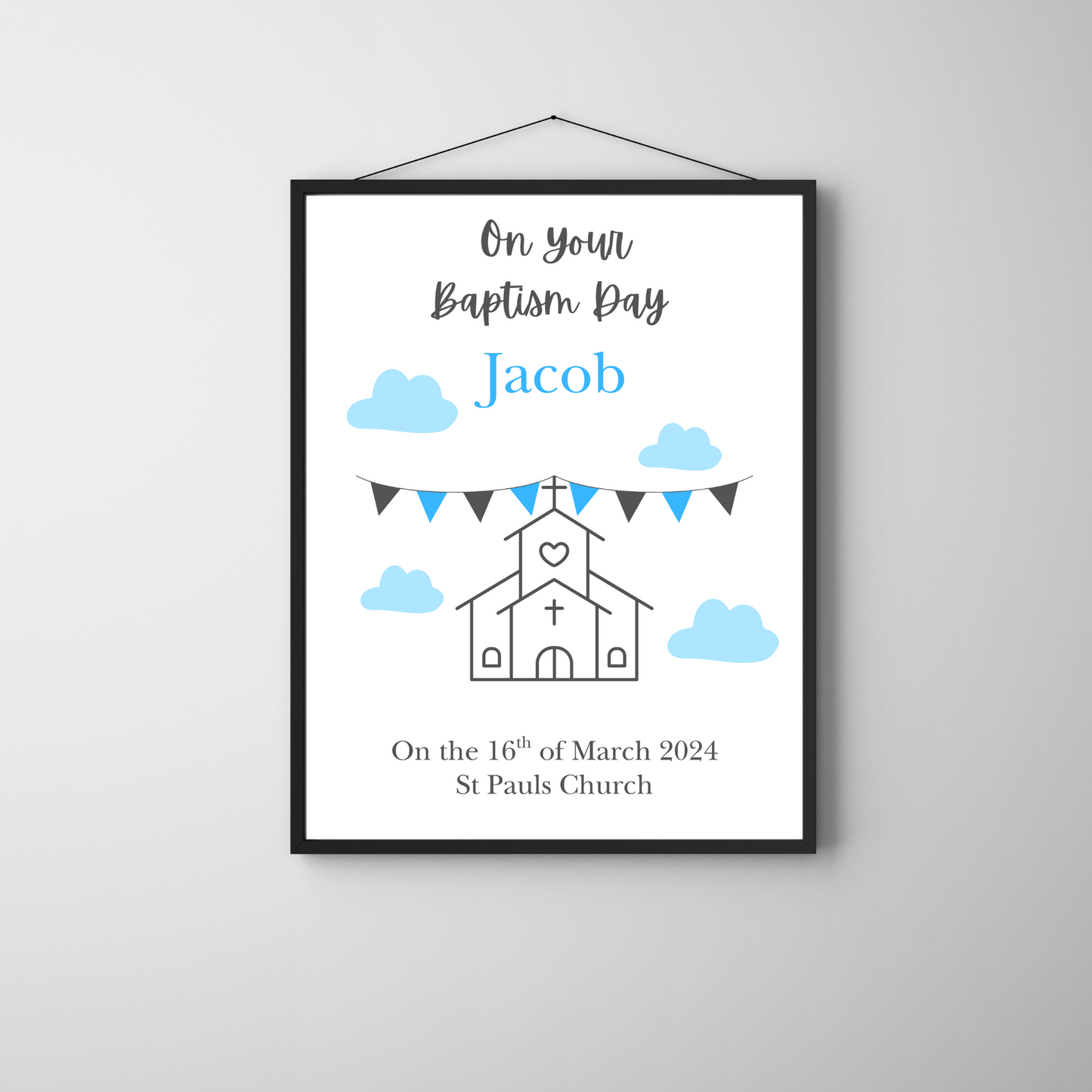 Modern - Christening or Baptism Personalised Name Print