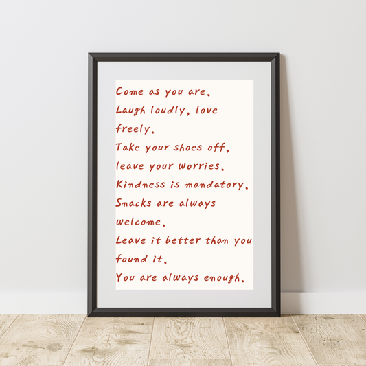 House Rules - Home & Family Print