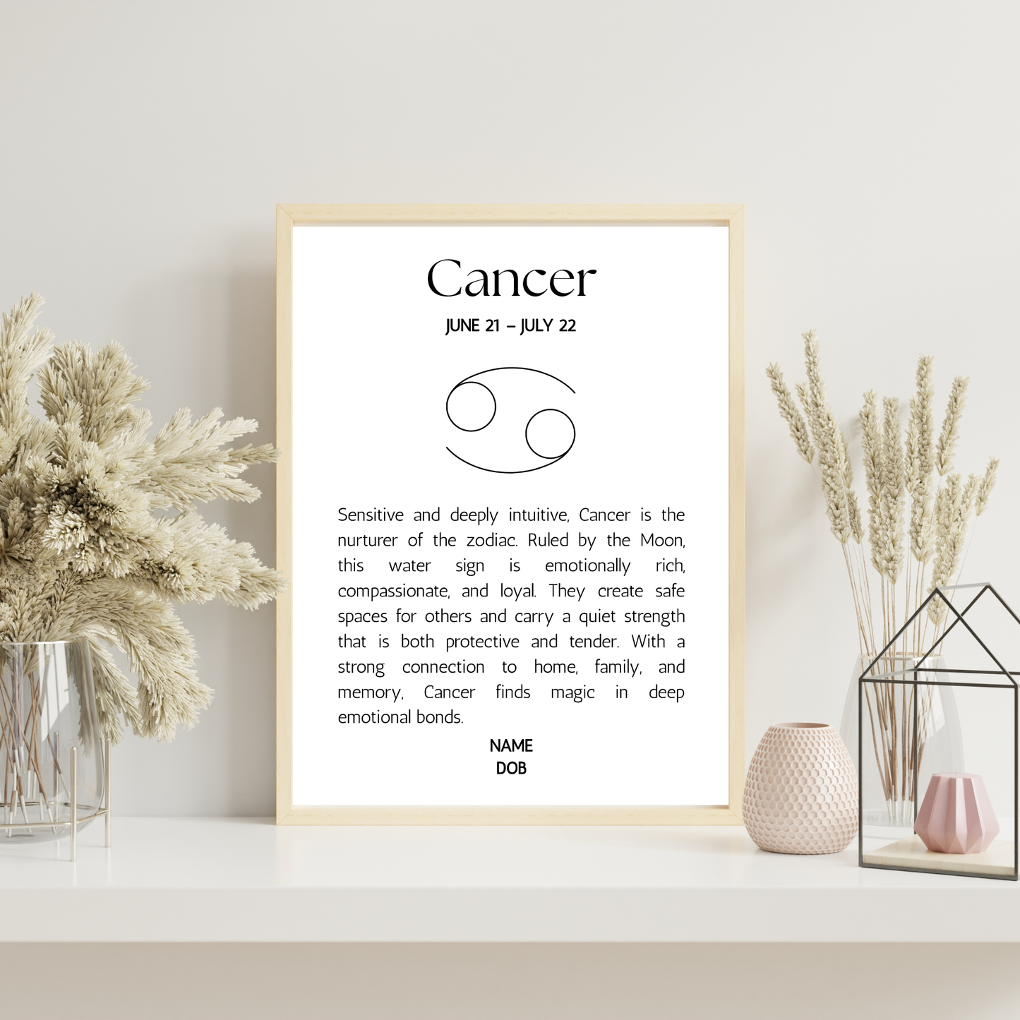 Classic Zodiac Star Sign - Personalised Name Print