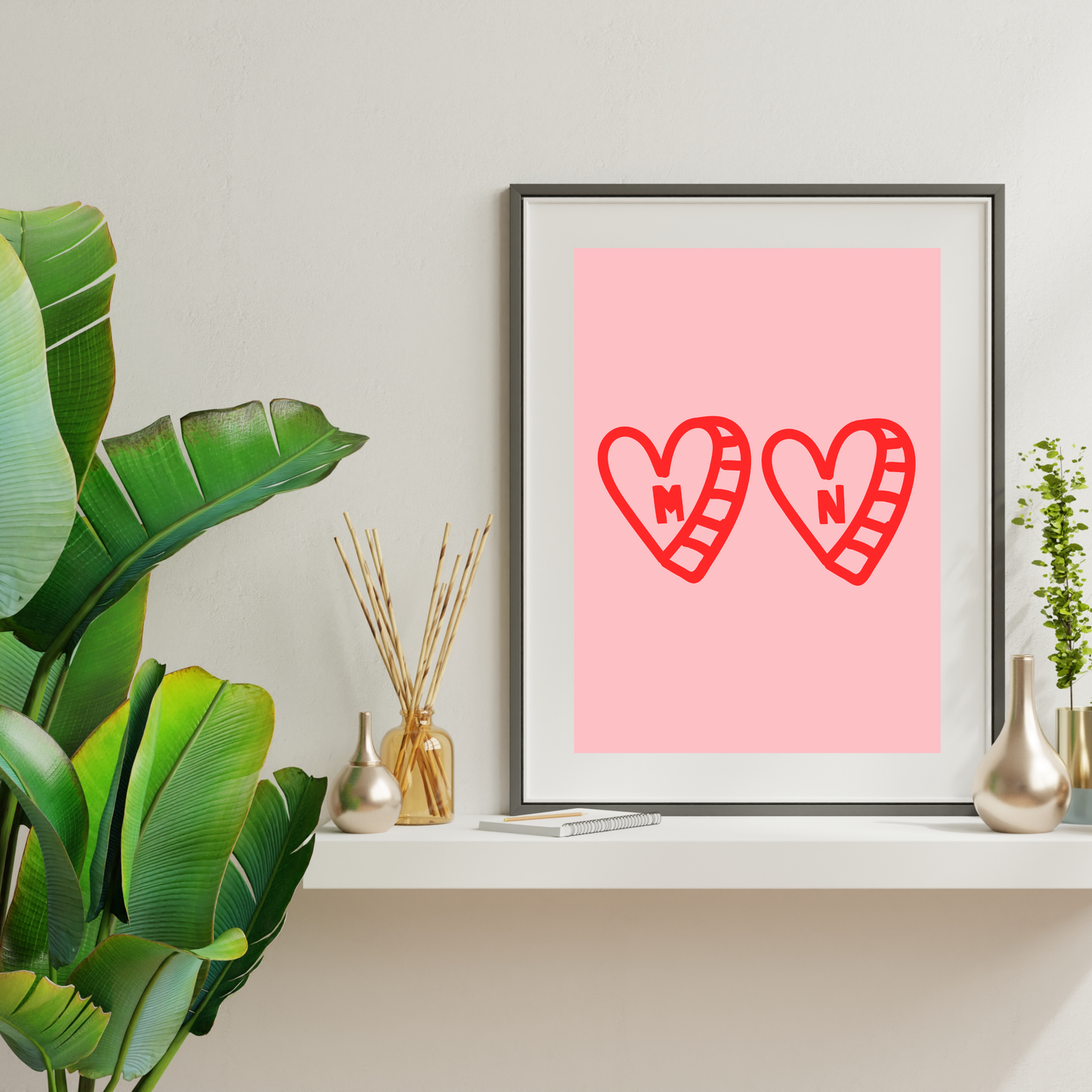 Love Hearts – Wedding & Anniversary Personalised Name Print