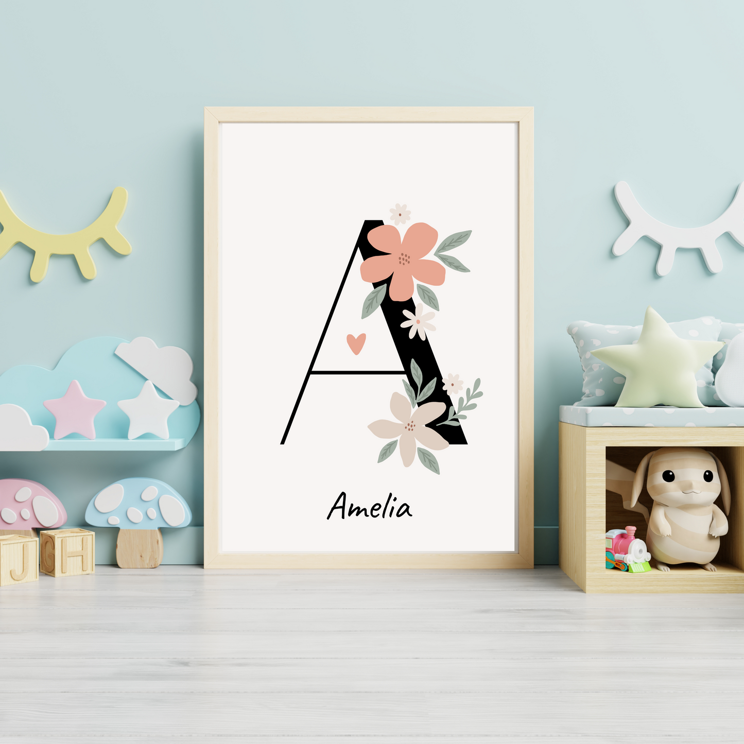 Floral Initial - Girls Personalised Name Print