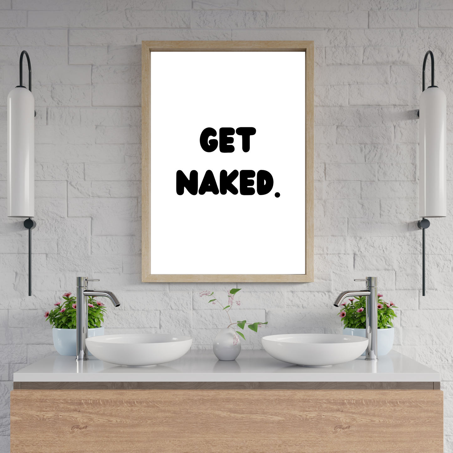 Get Naked Bathroom Print Bathroom Print
