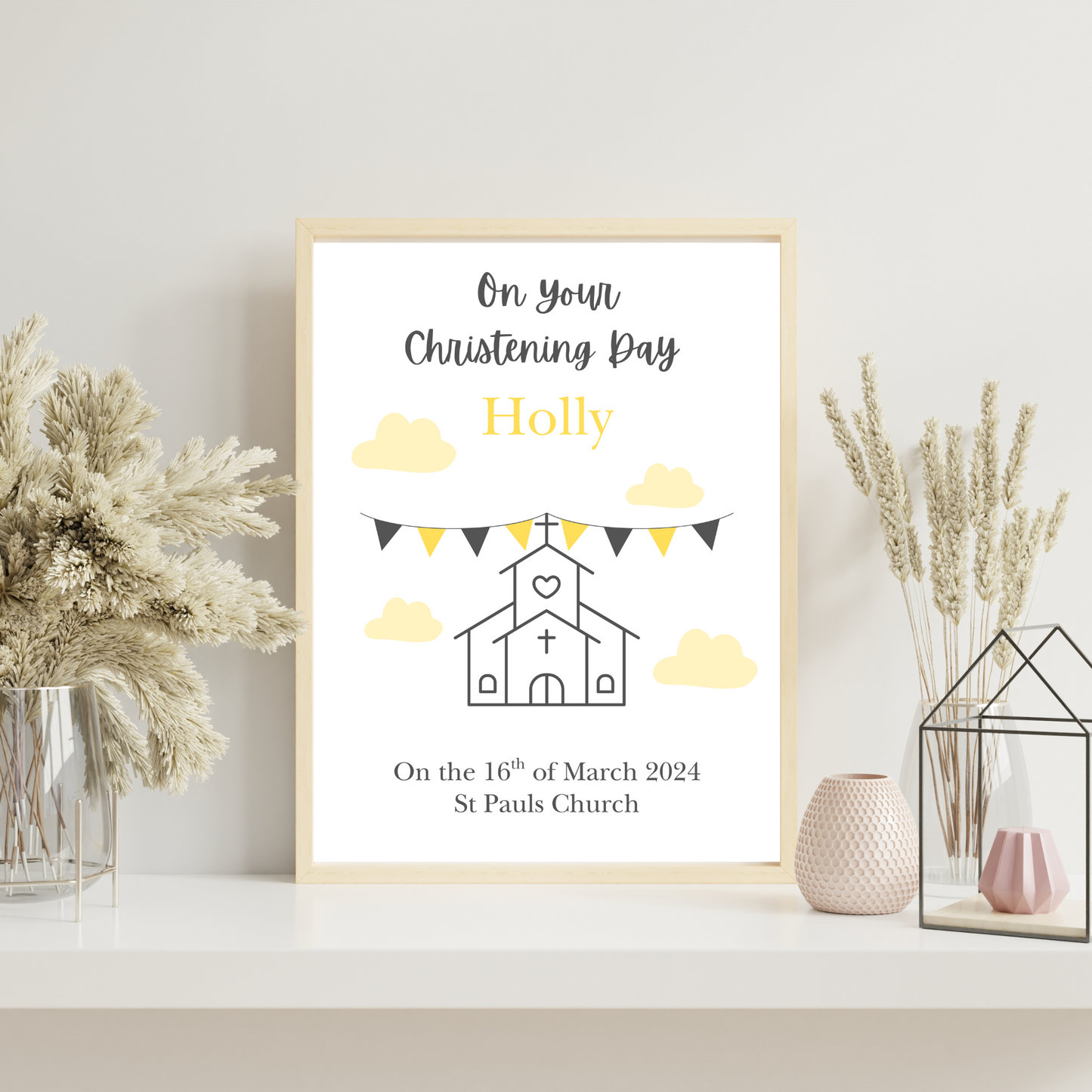 Modern - Christening or Baptism Personalised Name Print