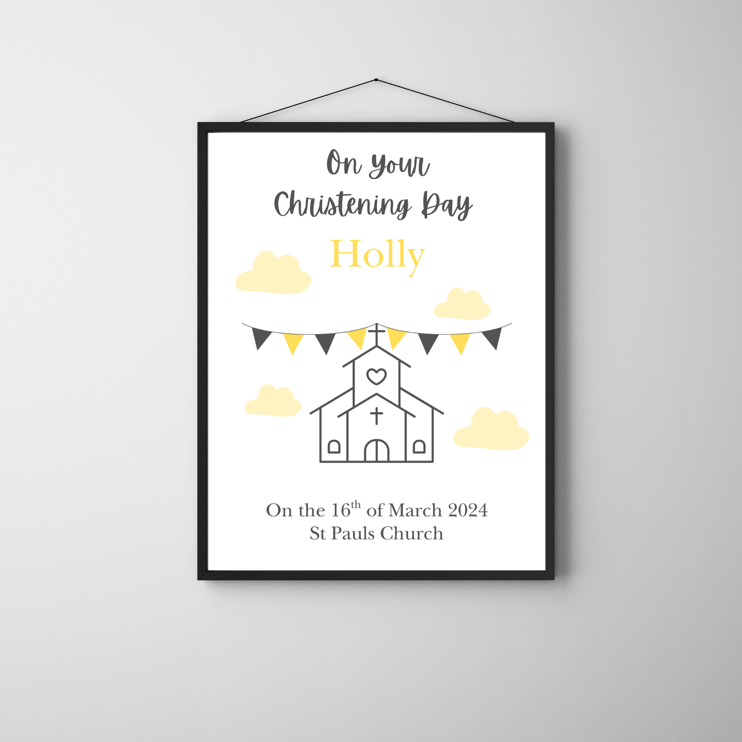 Modern - Christening or Baptism Personalised Name Print