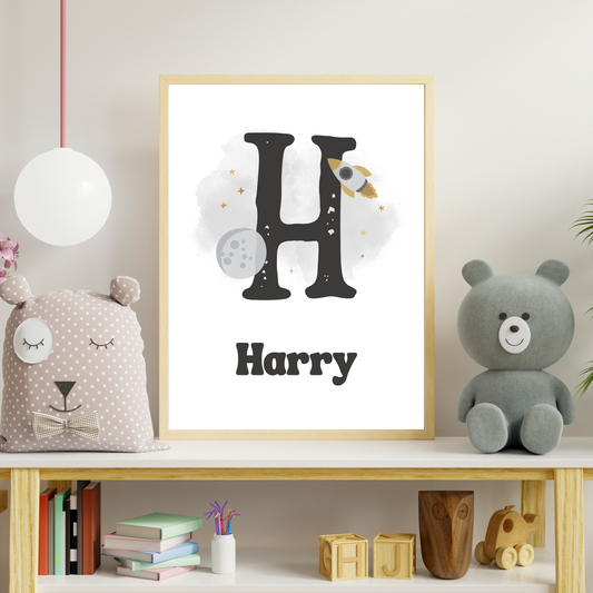 Space Initial - Boys Personalised Name Print