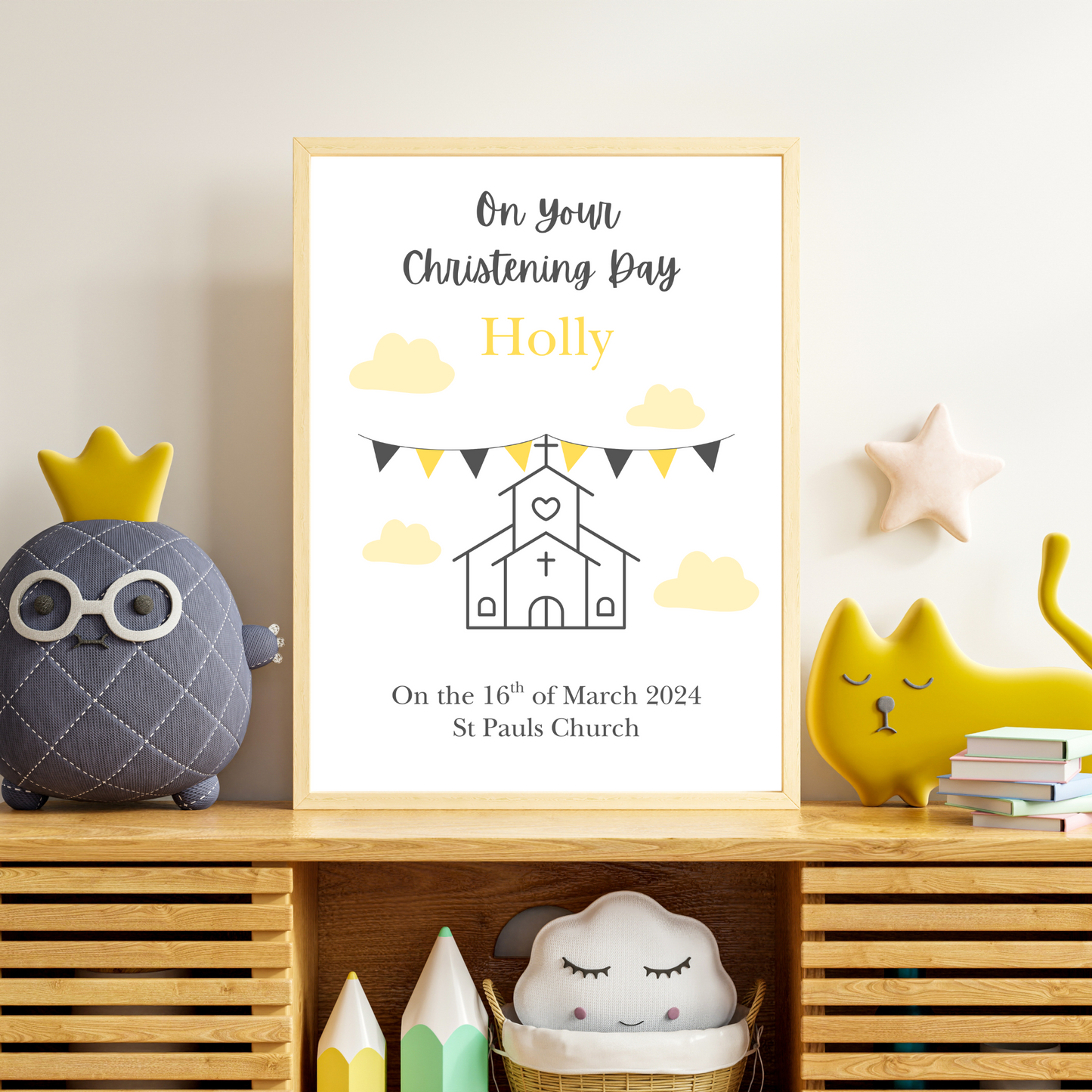 Modern - Christening or Baptism Personalised Name Print