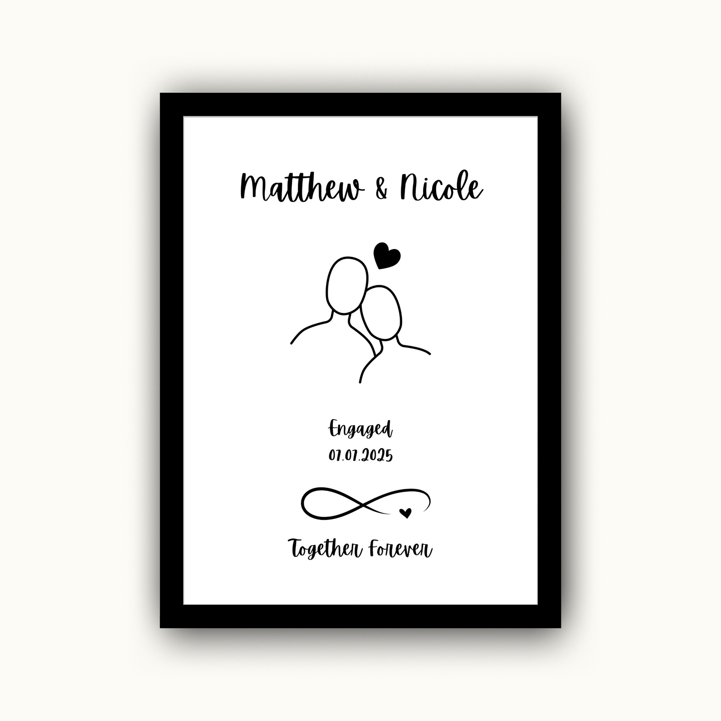 Silhouette - Engagement Personalised Name Print