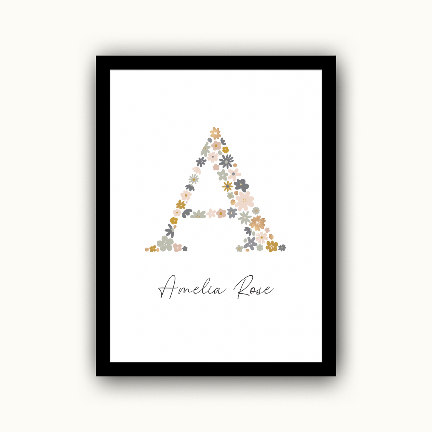 Floral Initial - Girls Personalised Name Print
