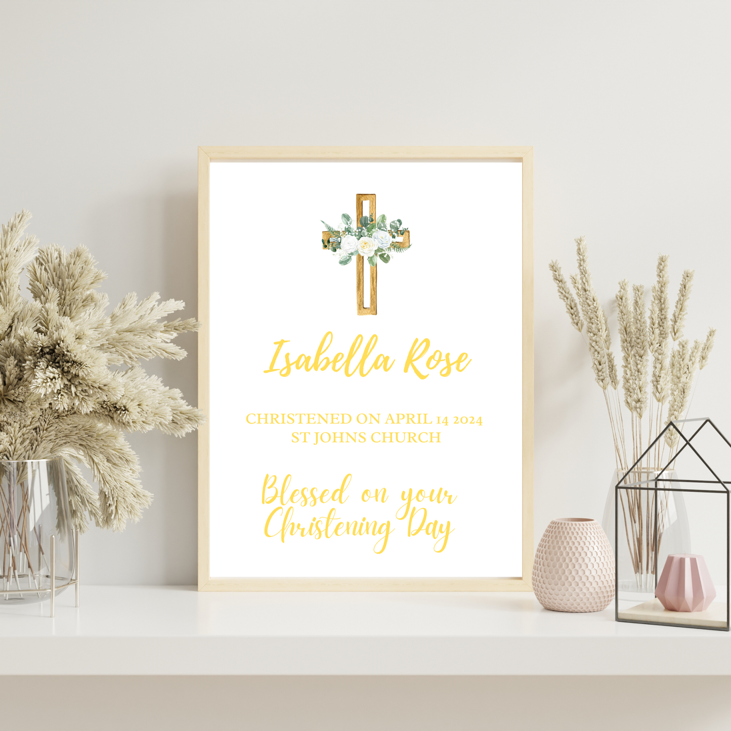 Traditional - Christening or Baptism Personalised Name Print