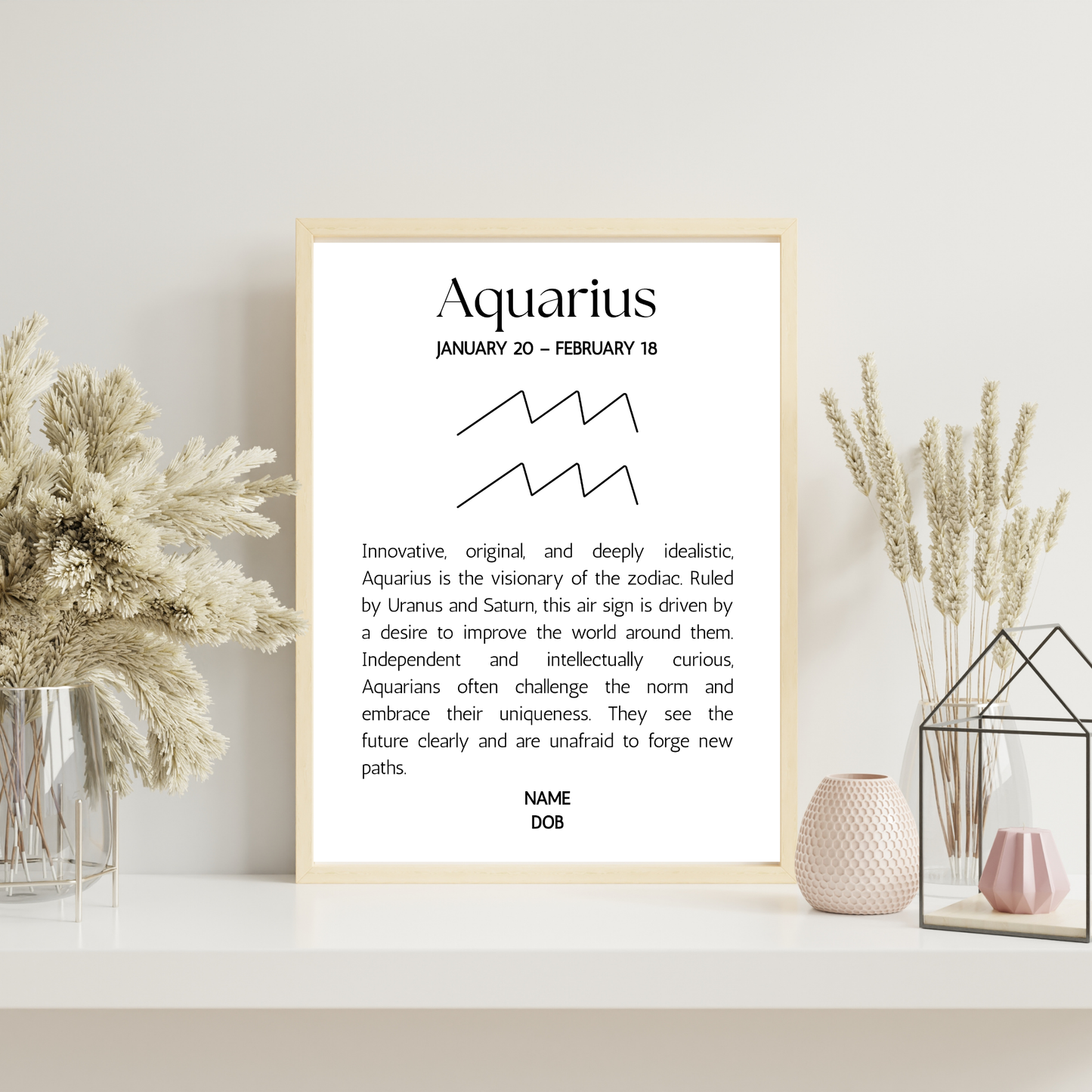 Classic Zodiac Star Sign - Personalised Name Print