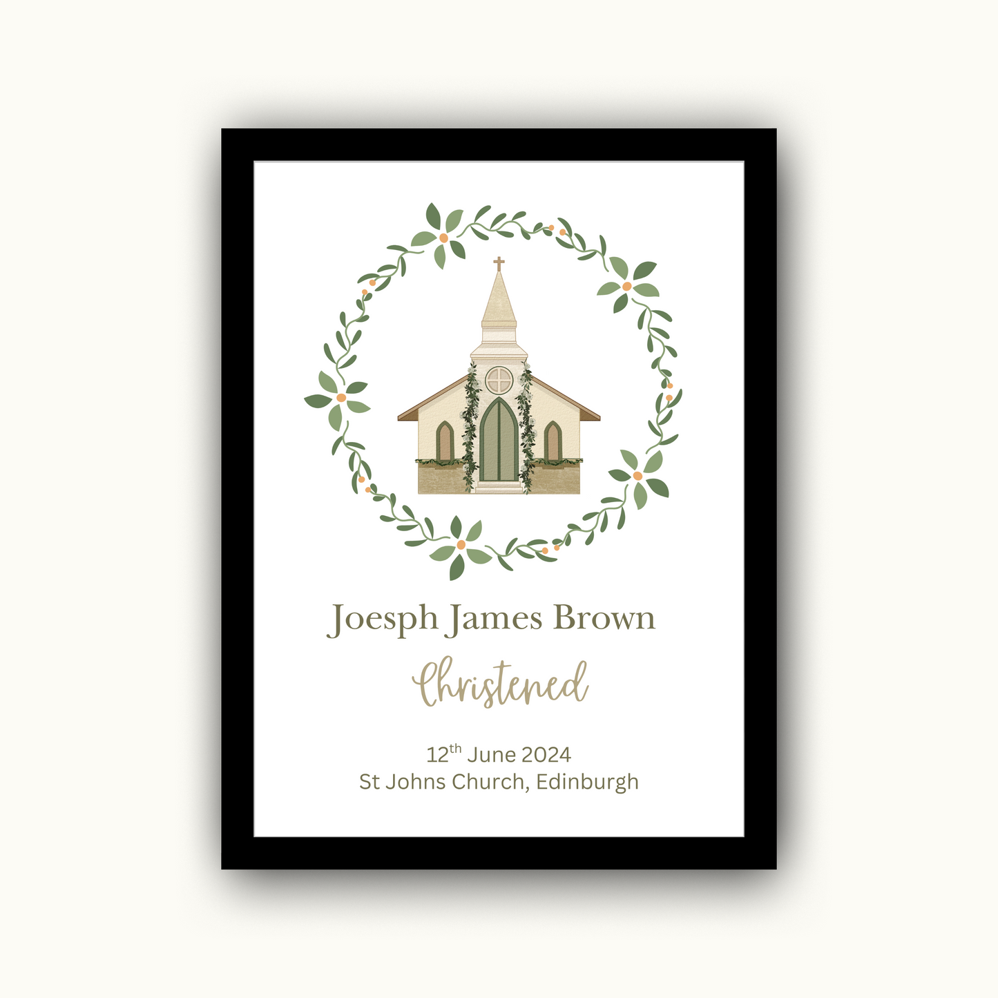Church - Christening or Baptism Personalised Name Print