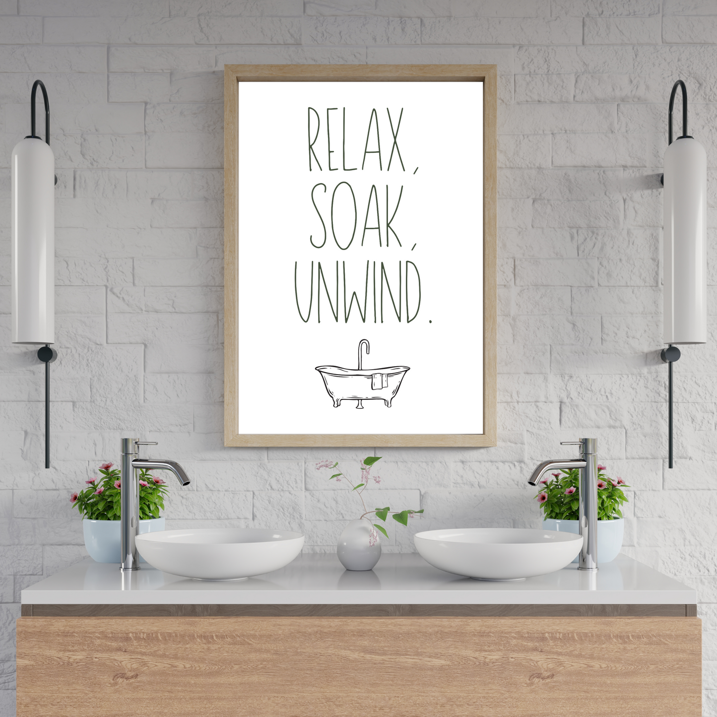Relax Soak Unwind Bathroom Print