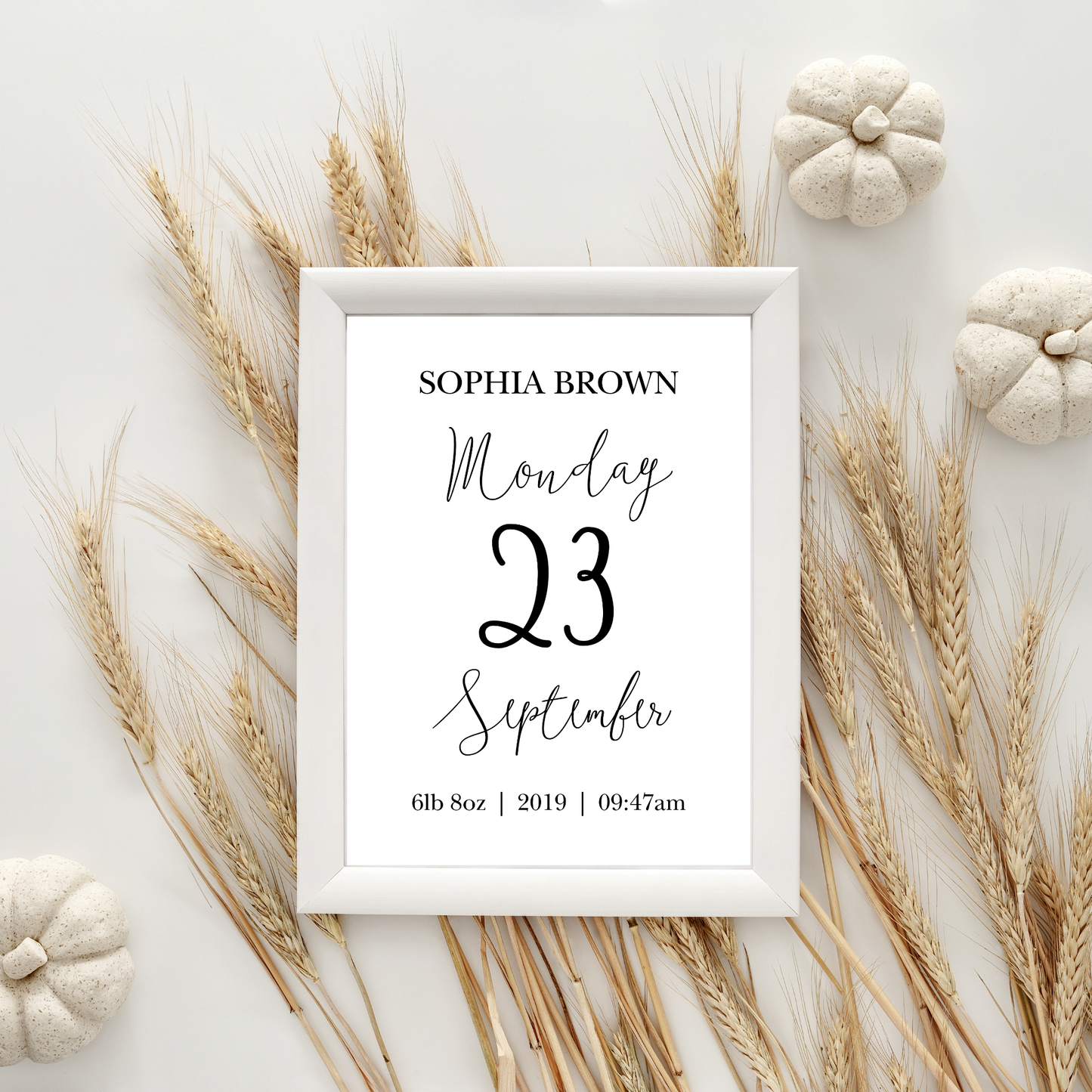 Elegant Script - New Baby Personalised Name print
