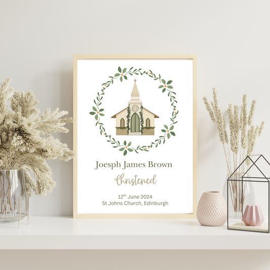 Church - Christening or Baptism Personalised Name Print