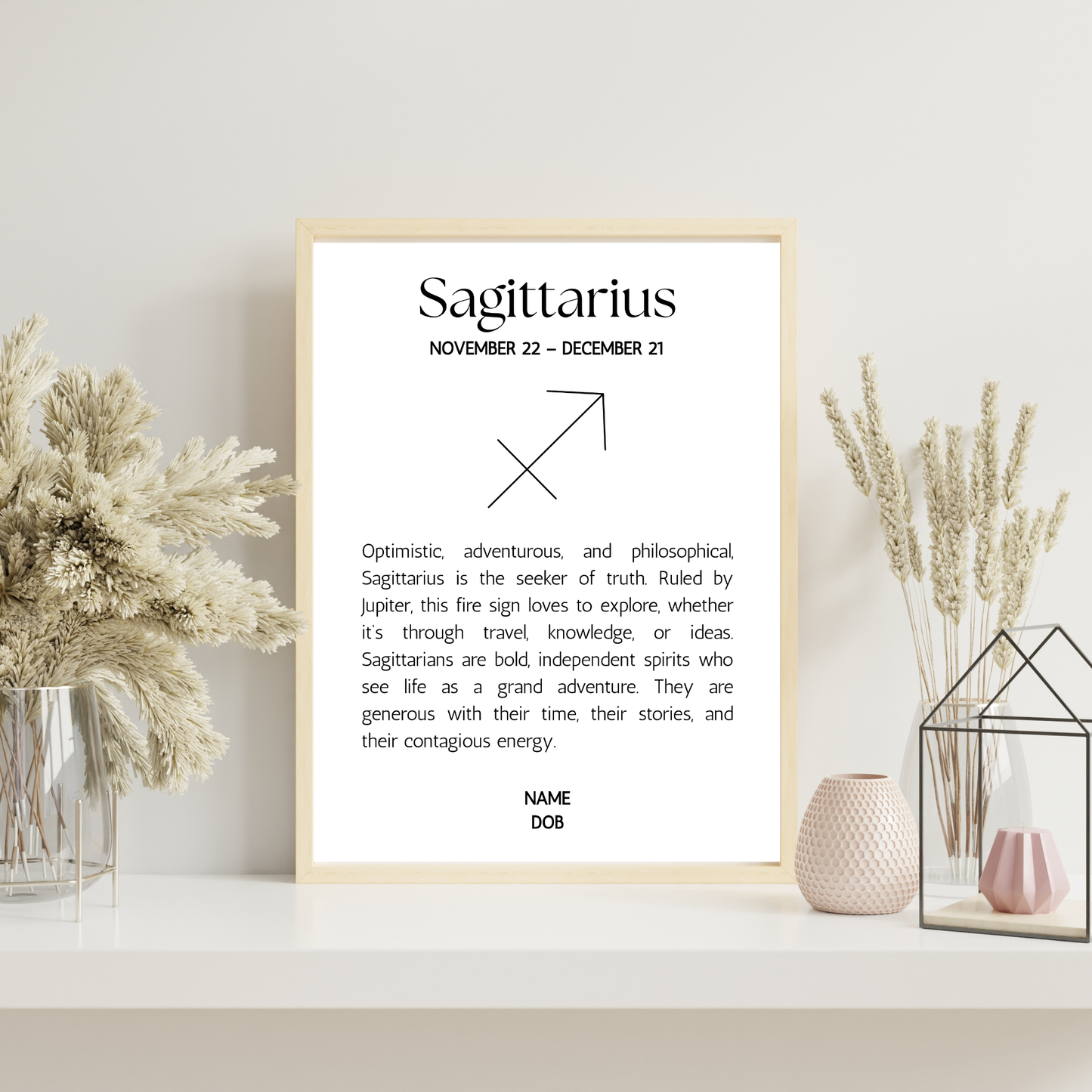 Classic Zodiac Star Sign - Personalised Name Print