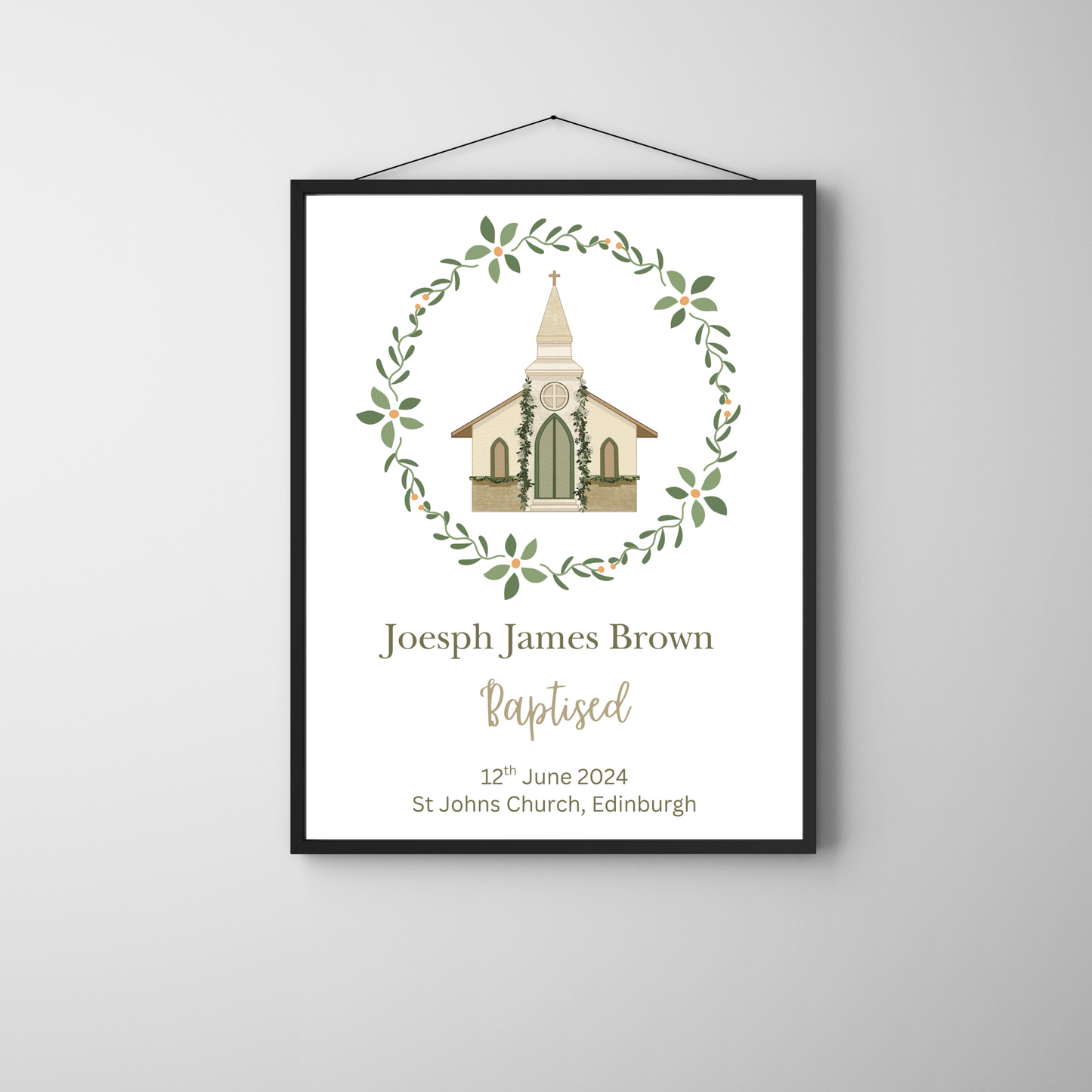 Church - Christening or Baptism Personalised Name Print