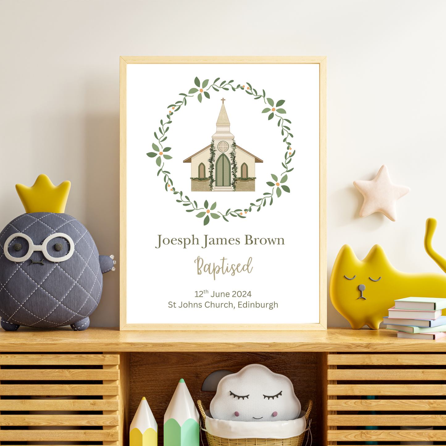 Church - Christening or Baptism Personalised Name Print