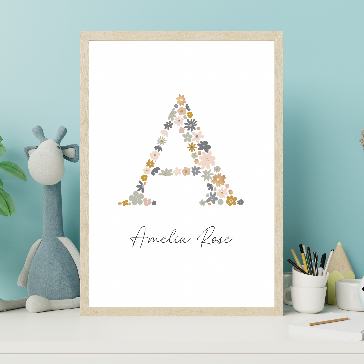 Floral Initial - Girls Personalised Name Print