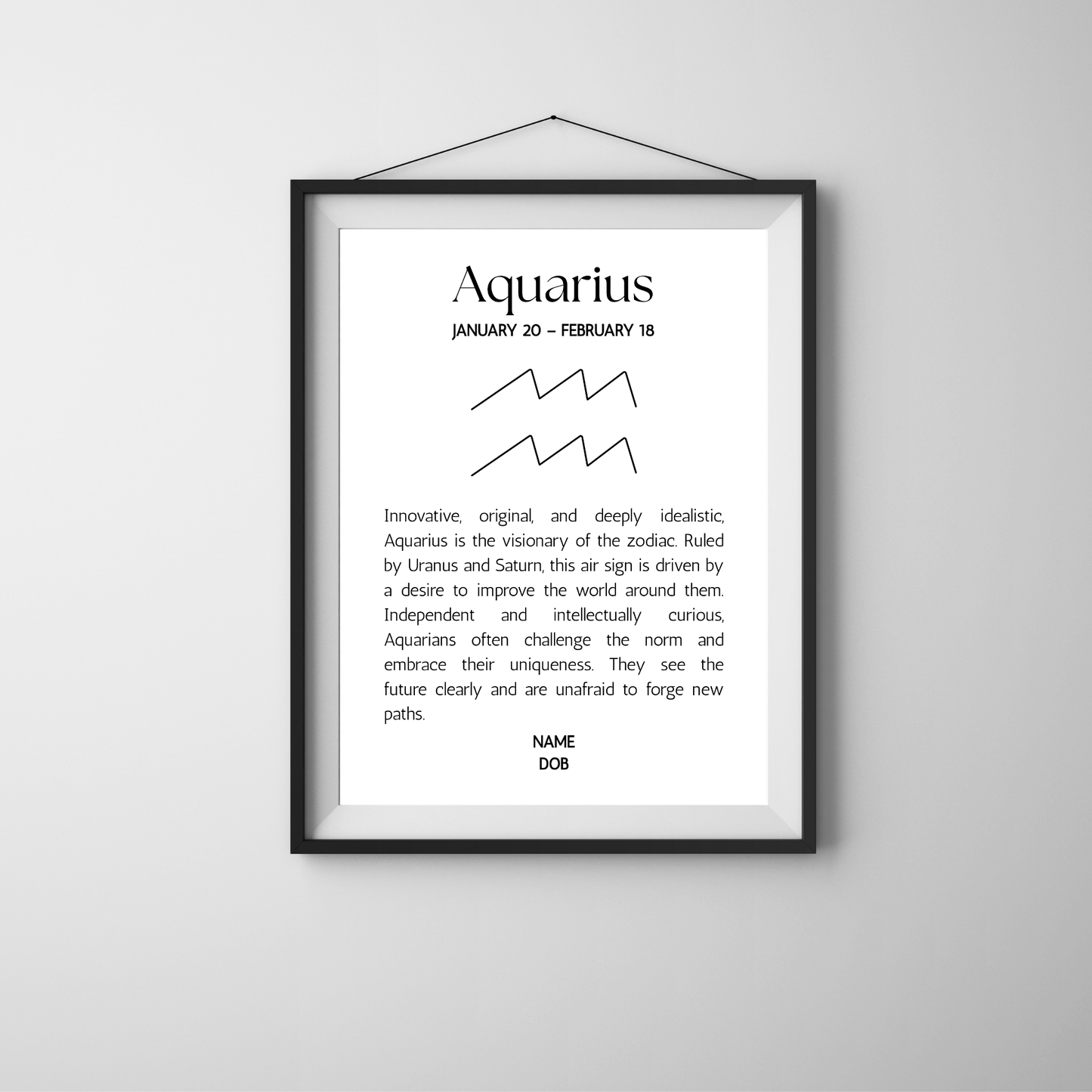 Classic Zodiac Star Sign - Personalised Name Print