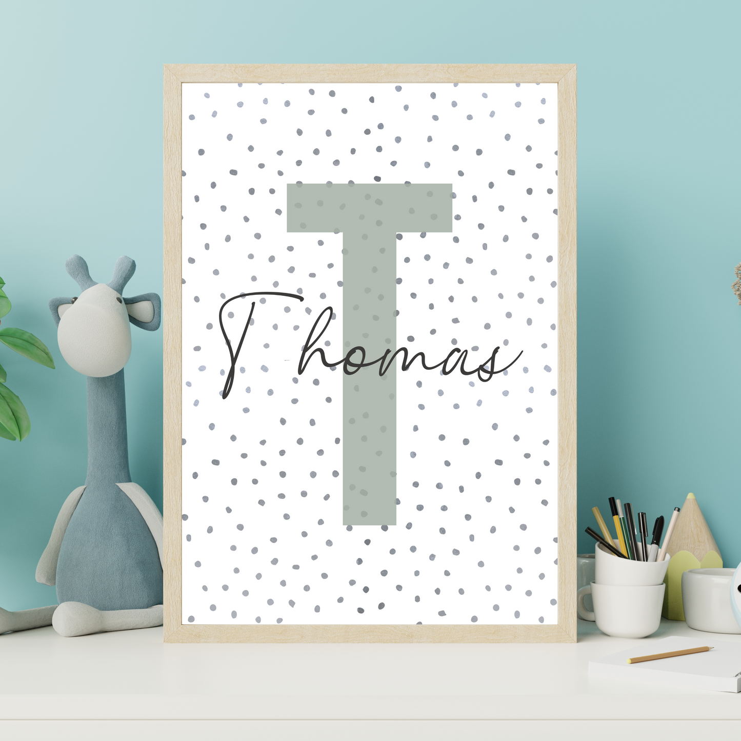 Polka Dot Initial - Boys Personalised Name Print