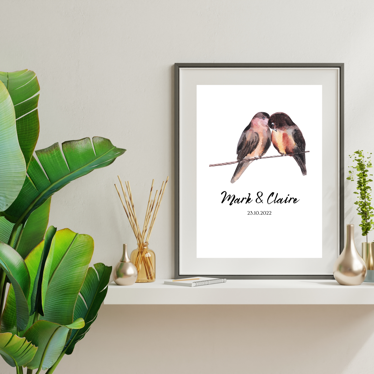 Love Birds – Wedding & Anniversary Personalised Name Print