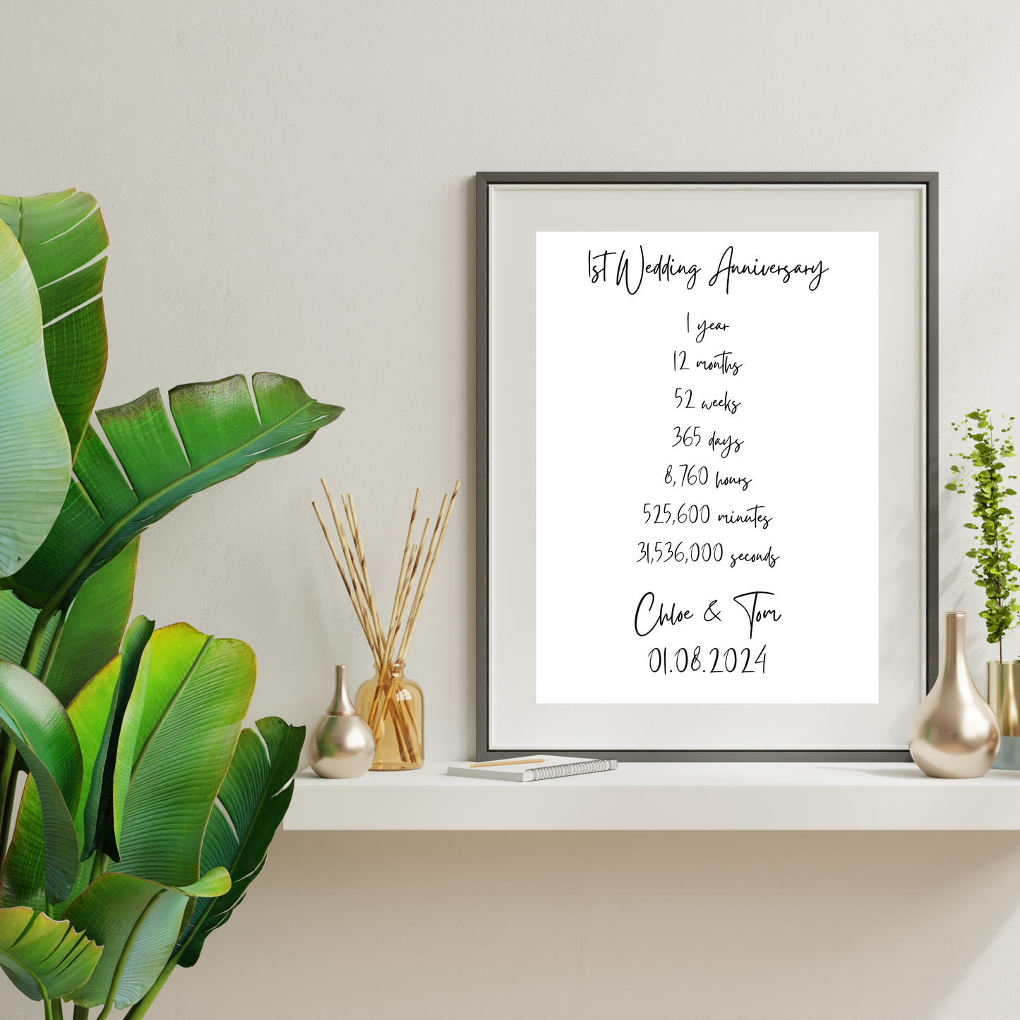 1st Wedding Anniversary – Wedding & Anniversary Personalised Name Print