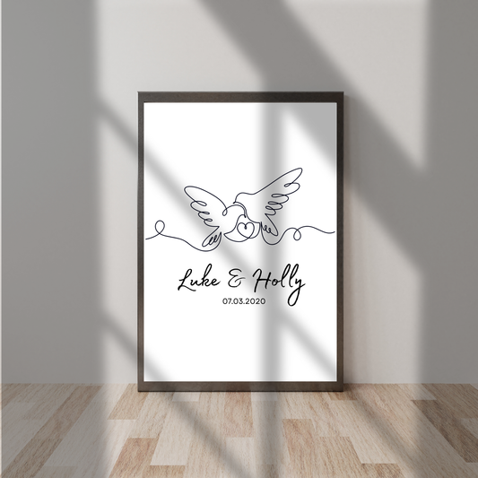 Doves – Wedding & Anniversary Personalised Name Print
