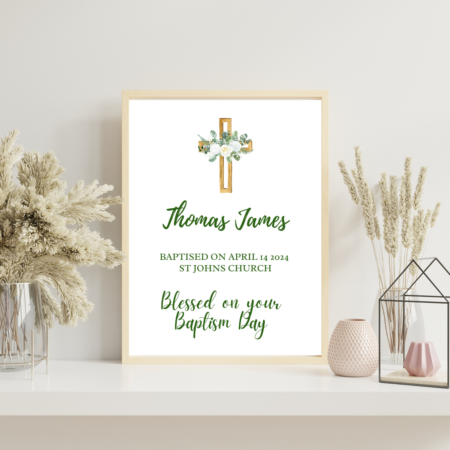 Traditional - Christening or Baptism Personalised Name Print