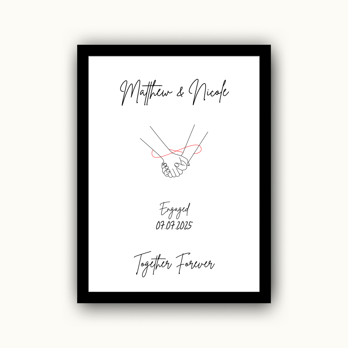 Minimalist Modern Line Art - Engagement Personalised Name Print