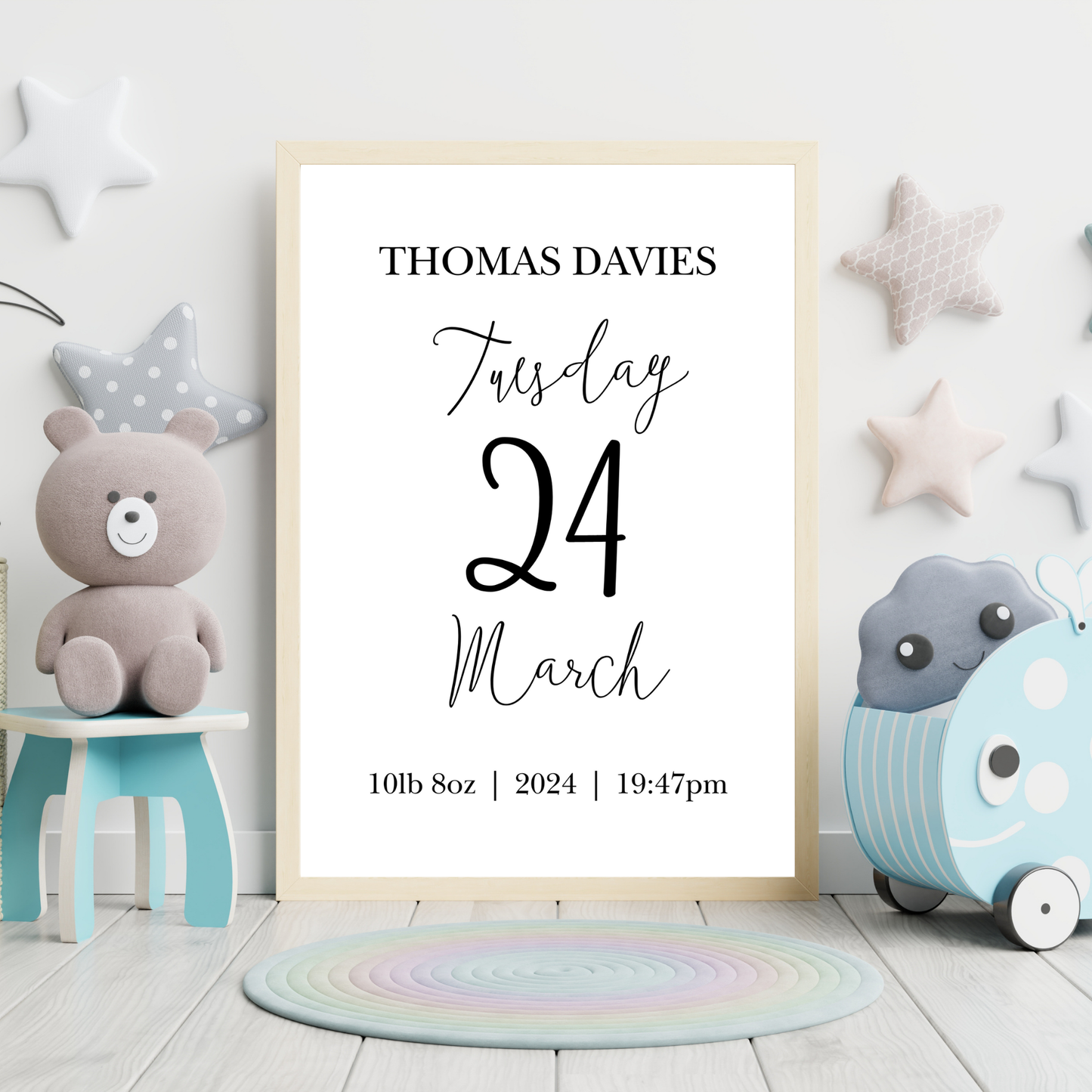 Elegant Script - New Baby Personalised Name print