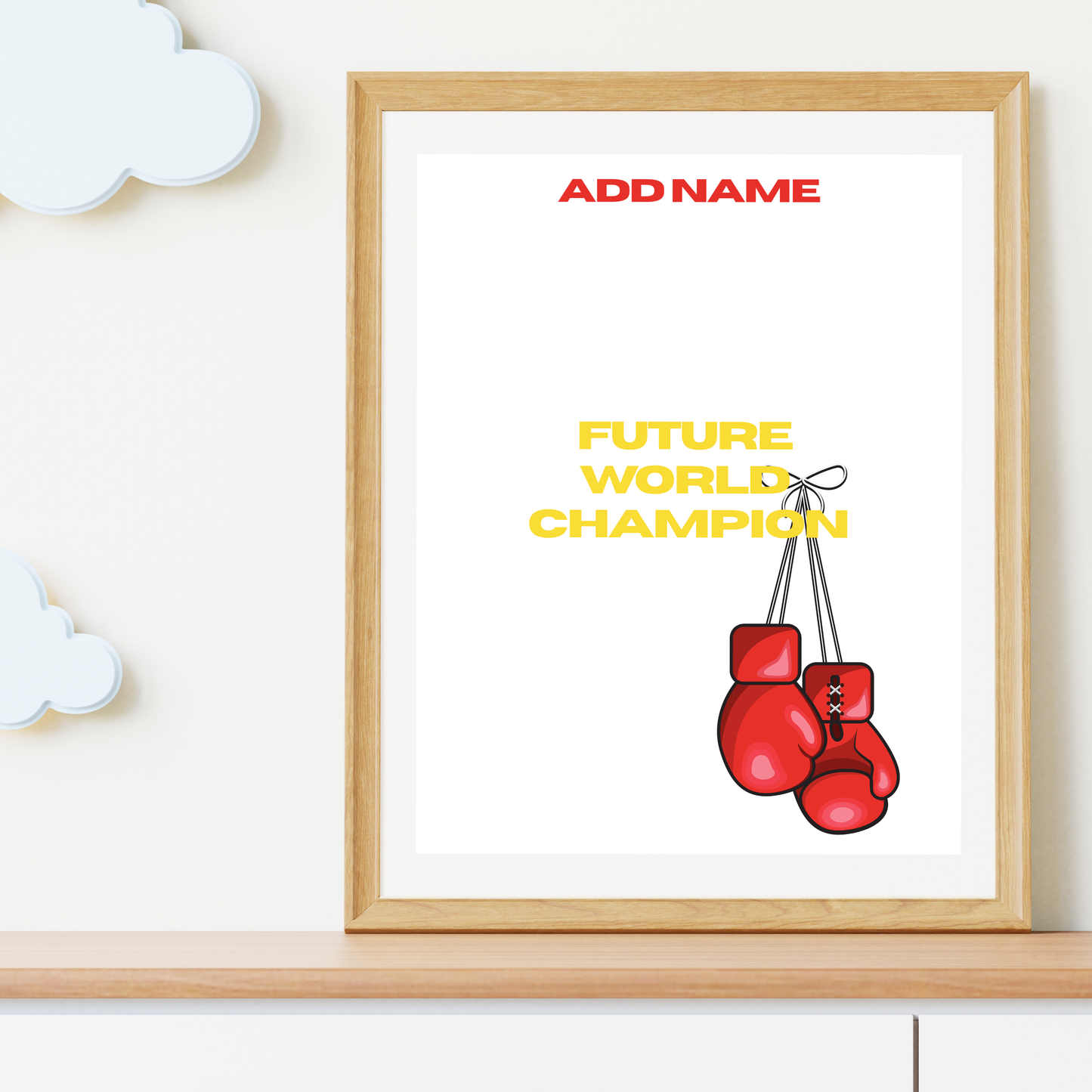 Future World Champion – Boxing Gloves Personalised Name Print