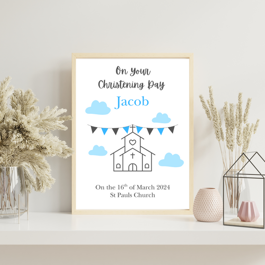 Modern - Christening or Baptism Personalised Name Print