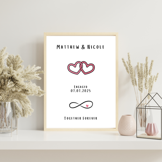 Heart - Engagement Personalised Name Print