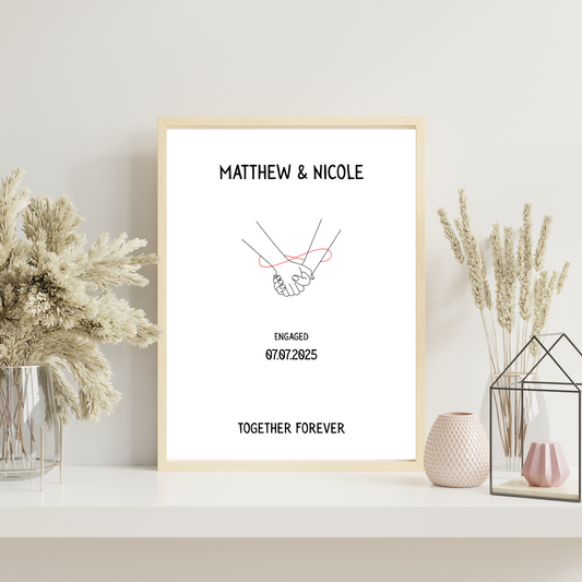 Minimalist Modern Line Art - Engagement Personalised Name Print