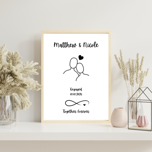 Silhouette - Engagement Personalised Name Print