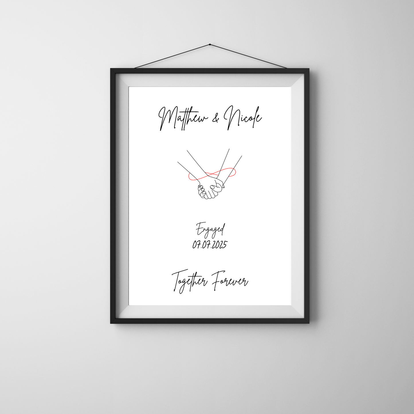 Minimalist Modern Line Art - Engagement Personalised Name Print