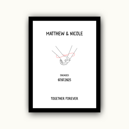 Minimalist Modern Line Art - Engagement Personalised Name Print