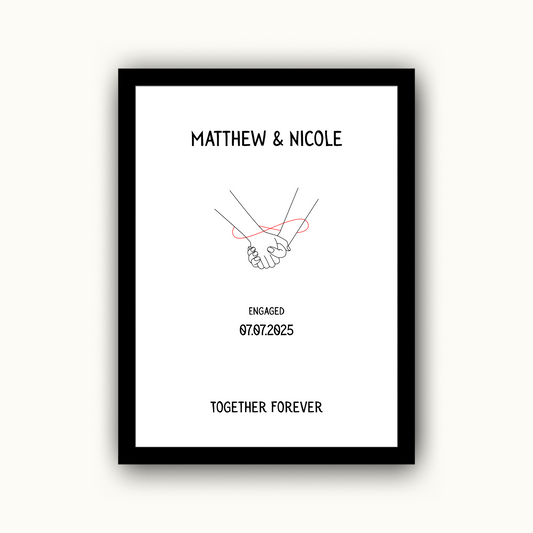 Minimalist Modern Line Art - Engagement Personalised Name Print