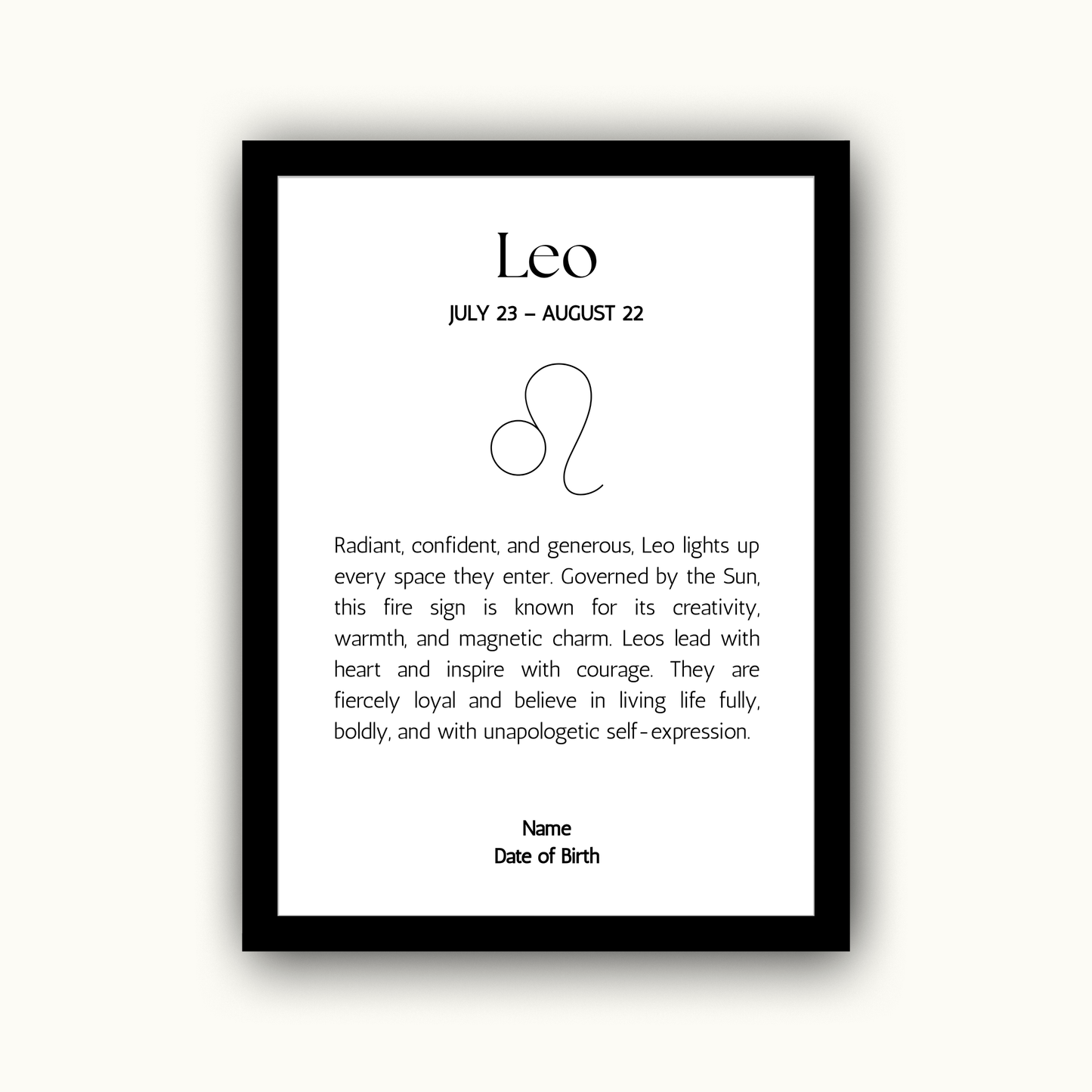 Classic Zodiac Star Sign - Personalised Name Print