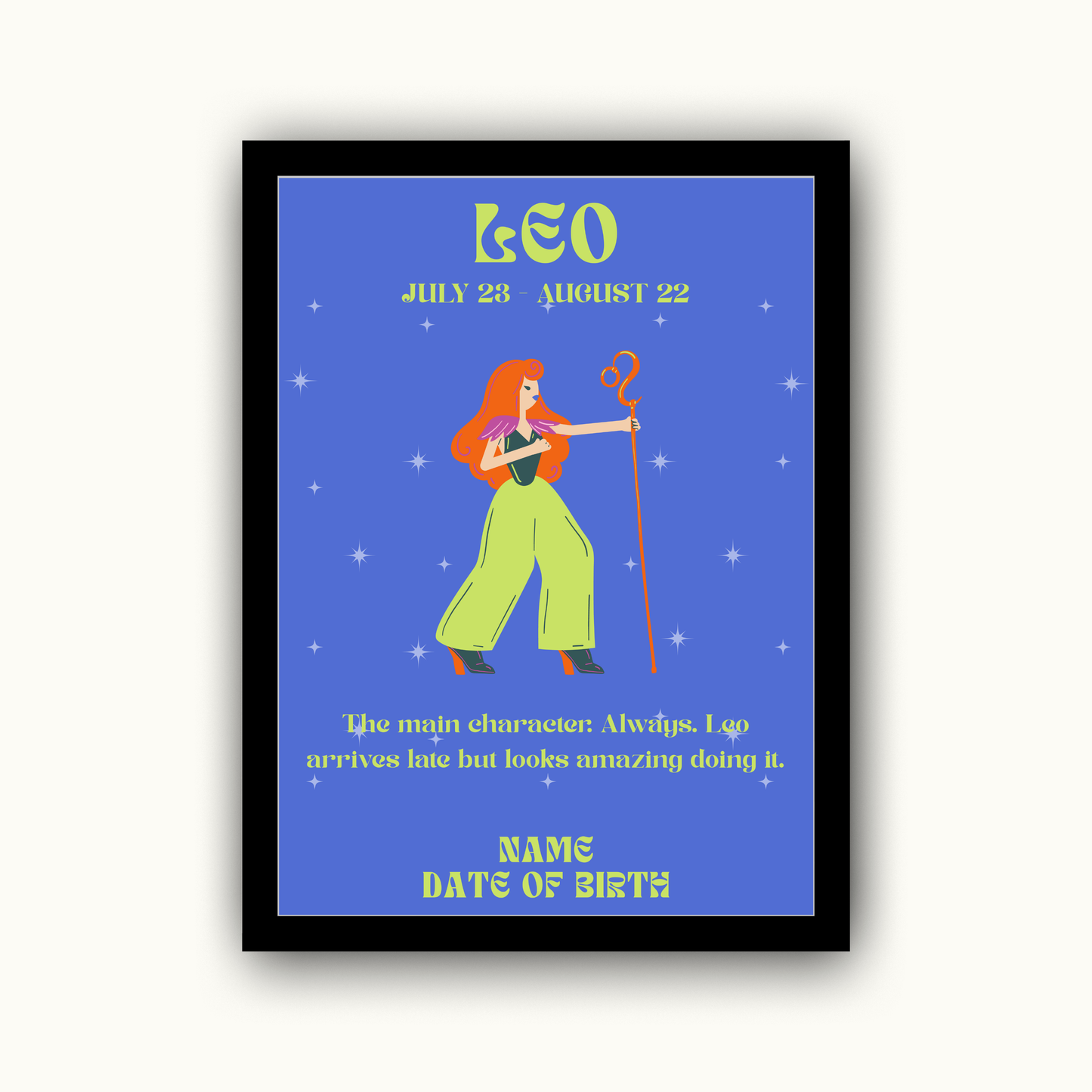 Fun Zodiac Star Sign - Personalised Name Print