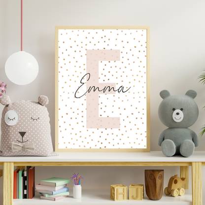 Polka Dot Initial - Girls Personalised Name Print