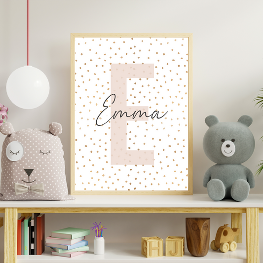 Polka Dot Initial - Girls Personalised Name Print
