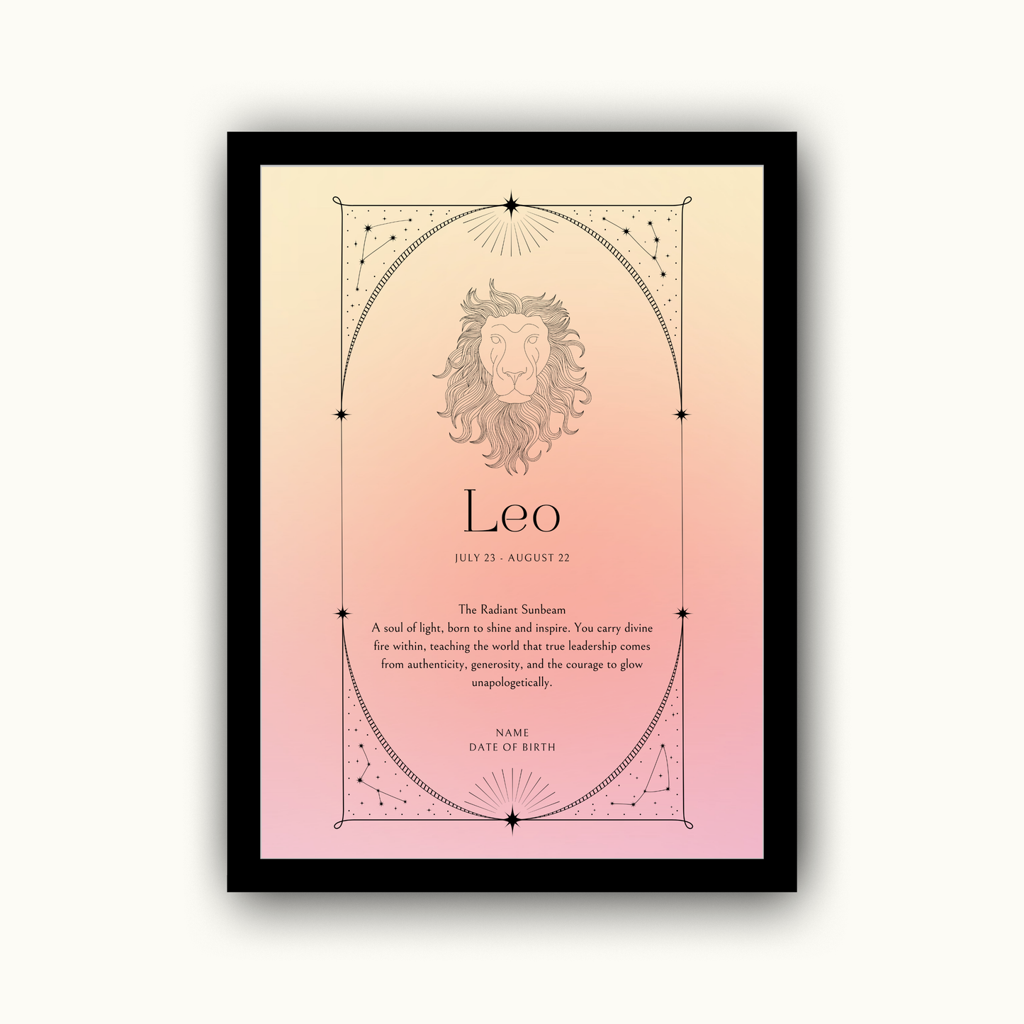 Spiritual Zodiac Star Sign - Personalised Name Print