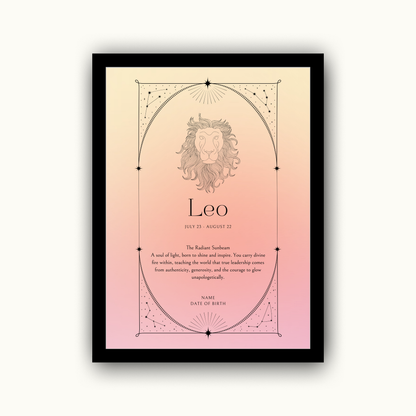 Spiritual Zodiac Star Sign - Personalised Name Print