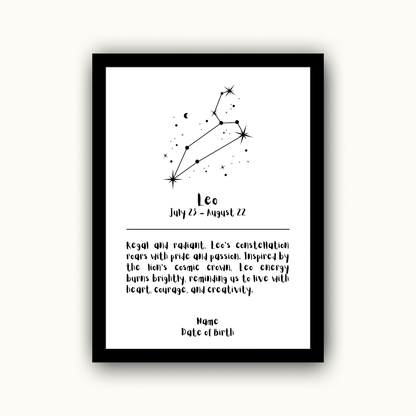 Constellation Zodiac Star Sign - Personalised Name Print