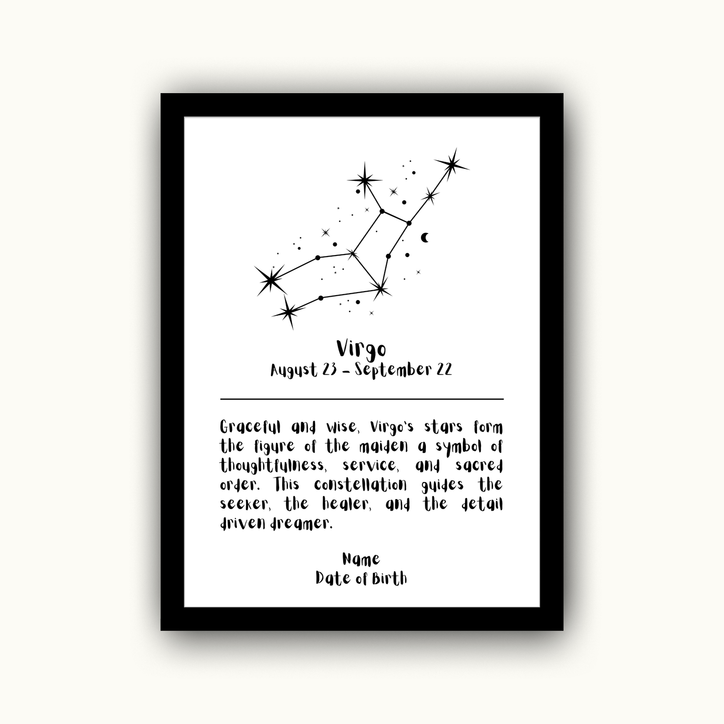 Constellation Zodiac Star Sign - Personalised Name Print